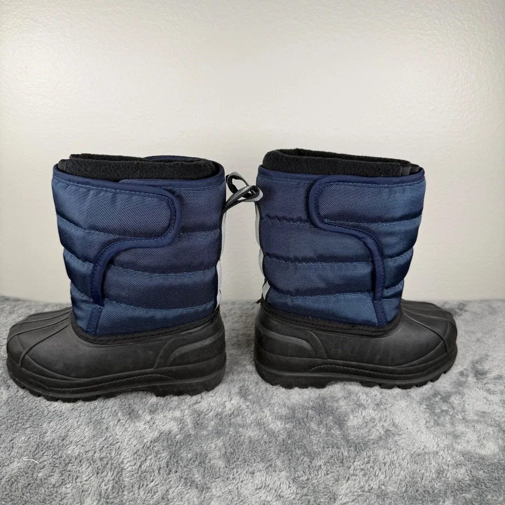 Polo Ralph Lauren Snow Boots Kids Size 7 Navy Quilted Fleece Lined Duck Boots